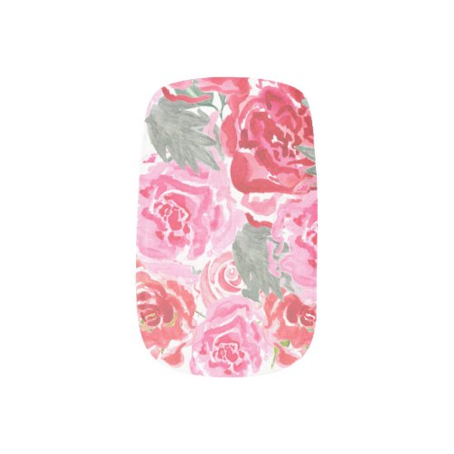 Wedding floral watercolor rose pattern minx nail art