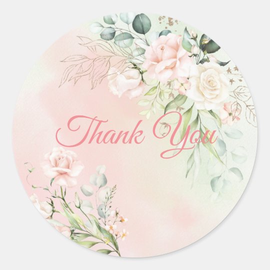 Wedding Floral Wedding Elegant Pink Script Classic Round Sticker ...