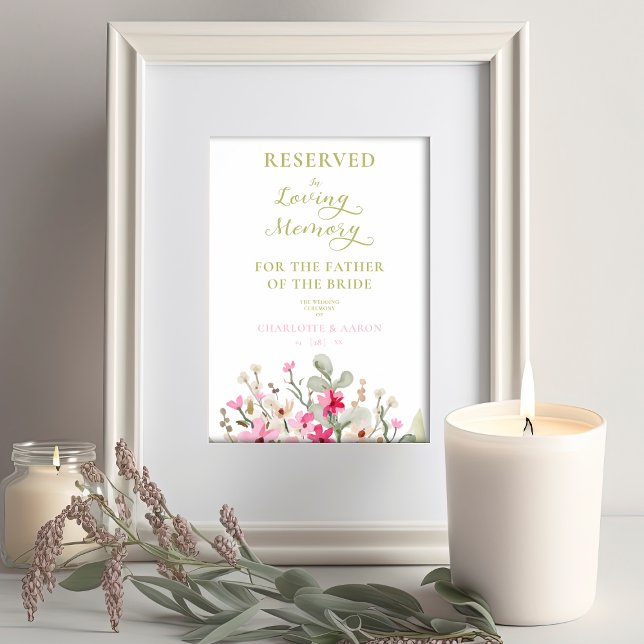 Wedding Floral Wreath Loving Memory Reserved Seat Poster (Creator Uploaded)