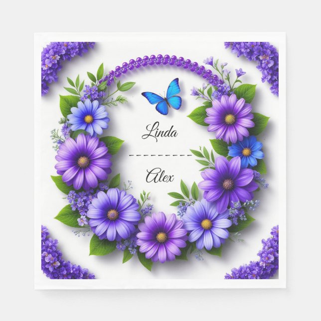 Wedding Floral Wreath Napkins (Front)