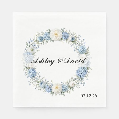 Wedding Floral Wreath Paper Napkins