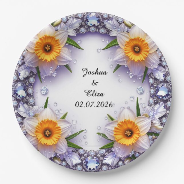 Wedding Floral Wreath Paper Plates (Front)