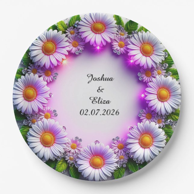 Wedding Floral Wreath Paper Plates (Front)