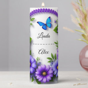Wedding Floral Wreath Pillar Candle