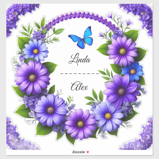 Wedding Floral Wreath Sticker (Sheet)