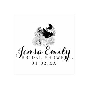 Wedding  Florals Bouquet Bridal Shower Favor Rubber Stamp