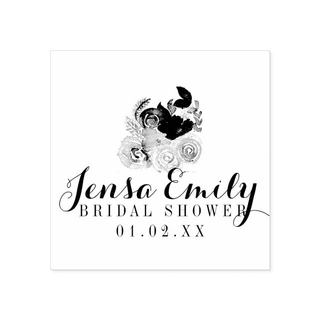 Wedding  Florals Bouquet Bridal Shower Favor Rubber Stamp (Imprint)