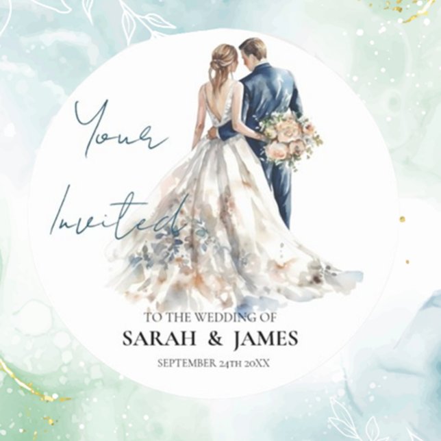  Wedding Florals & Elegant  Classic Round Sticker (Add a touch of elegance to your special day with our Elegant Blush Wedding Classic Round Sticker. )