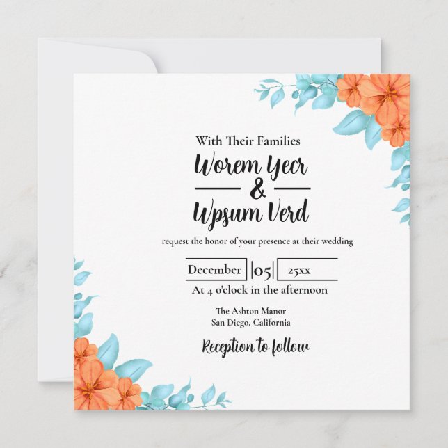 Wedding Flower Color Desig Invitation Card Design (Front)