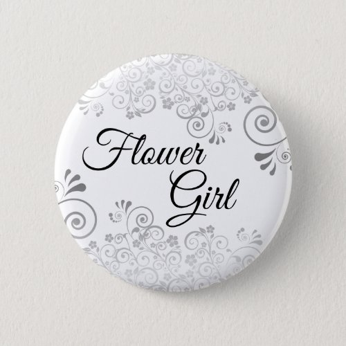 Wedding Flower Girl Button Silver Gray Frills