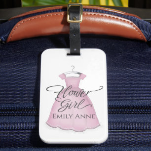 Wedding Flower Girl Cute Pink Vintage Dress Luggage Tag