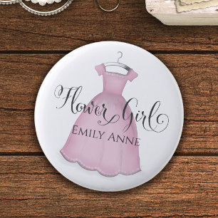 Wedding Flower Girl Pink Cute Vintage Dress Favor Button
