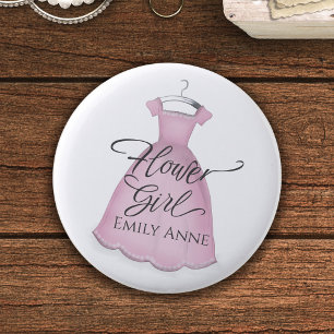 Wedding Flower Girl Pink Vintage Dress Favor Cute Button