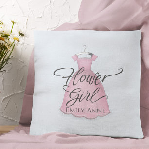 Wedding Flower Girl Vintage Pink Dress Cute Throw Pillow