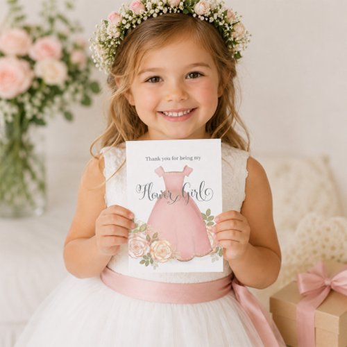 Wedding Flower Girl Watercolor Thank You Card