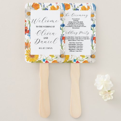 Wedding Flower Hand Fan Summer Florals Programme