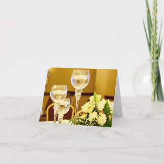 Wedding Flowers and Candles - Blank Inside Letterpress Thank You Card