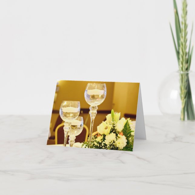 Wedding Flowers and Candles - Blank Inside Thank You Card (Front)