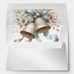 Wedding Flowers Bells Pink Blue Ribbons Beautiful Envelope