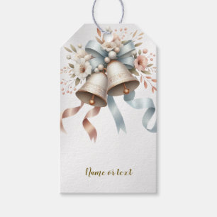 Wedding Flowers Bells Pink Blue Ribbons Beautiful Gift Tags