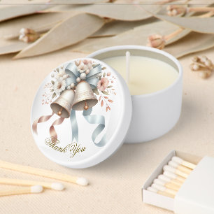 Wedding Flowers Bells Pink Blue Ribbons Beautiful Mini Candle Favors