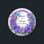 Wedding Flowers Circular Frame Magnet<br><div class="desc">A vibrant floral wreath of blooms and green leaves forms a circular frame, creating a visually pleasing and elegant composition.</div>