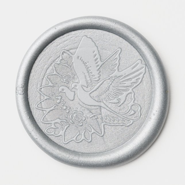 Wedding Flowers & Doves Wax Seal Stickers (Front)