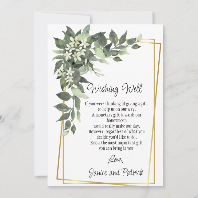 Wedding Flowers Greenery Foliage Wishing Well Card (Front)
