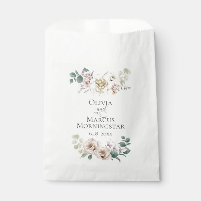Wedding Flowers Ivory Peony Flowers Favor Bag (Front)