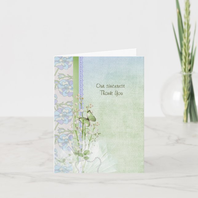 Wedding Flowers Letterpress Thank You Card (Front)