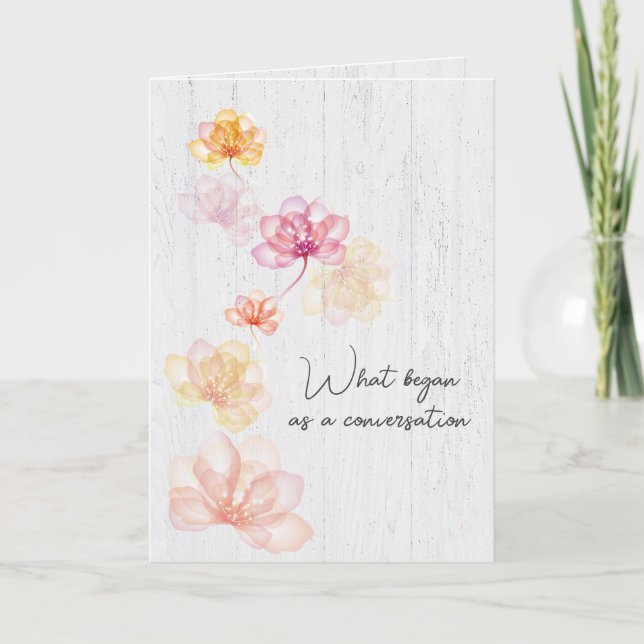 Wedding Flowers on Whitewashed Wood Card (Front)