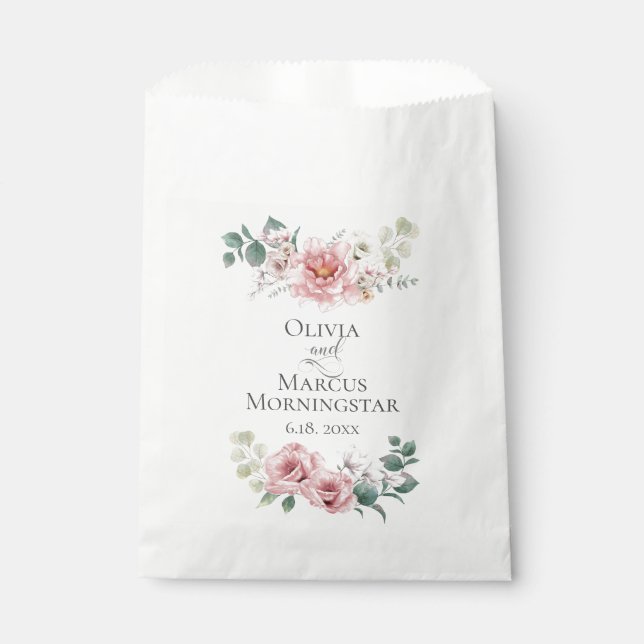 Wedding Flowers Pale Spanish Pink Favor Bag (Front)
