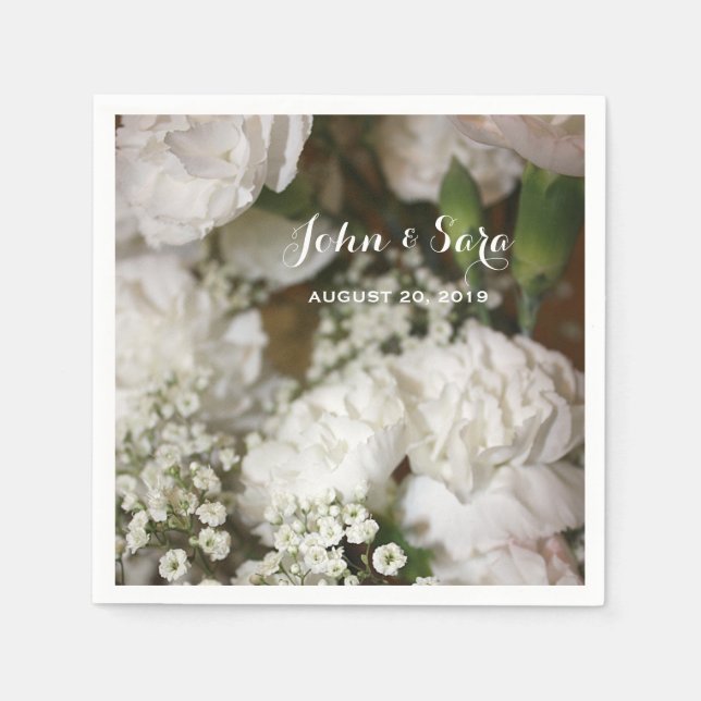 Wedding Flowers Photo, Personalized Wedding Paper Napkins (Front)