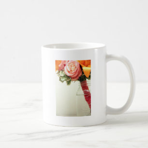 wedding flowers pink orange rose customize coffee mug