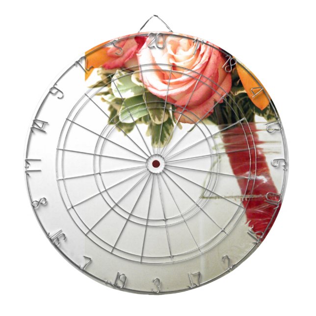 wedding flowers pink orange rose customize dart board (Front)