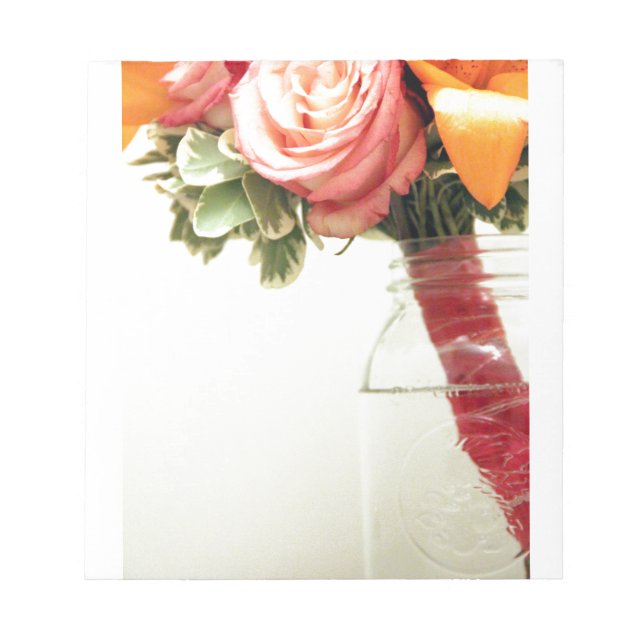 wedding flowers pink orange rose customize notepad (Front)