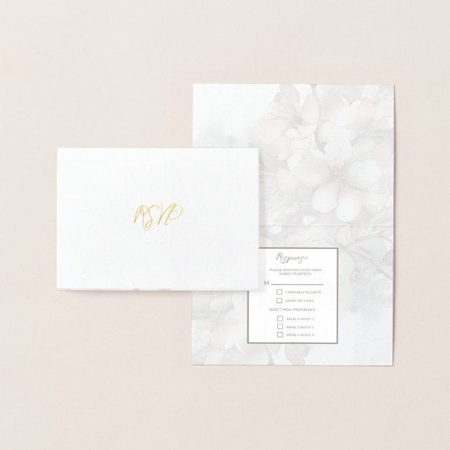 Wedding Foil Cherry Blossom RSVP Card (Display)