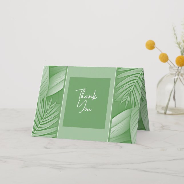 Wedding Folded Thank You Card Tropical Green (Front)