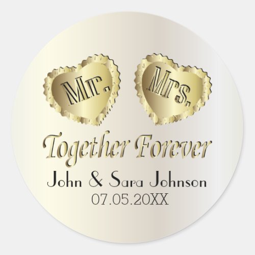 Wedding for the Bride and Groom  Personalize Classic Round Sticker