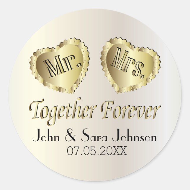 Wedding for the Bride and Groom | Personalize Classic Round Sticker (Front)