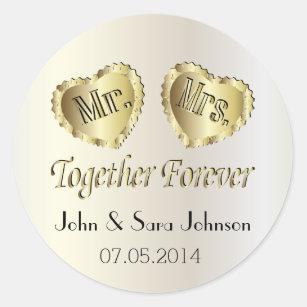 Wedding for the Bride and Groom   Personalize Classic Round Sticker