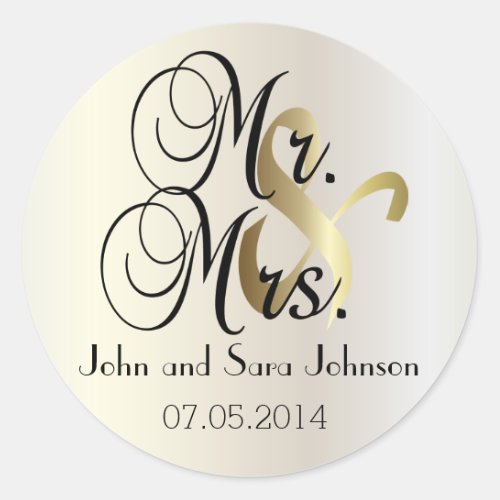 Wedding for the Mr  Mrs  Personalize Classic Round Sticker