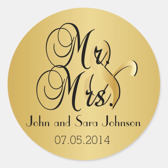 Wedding For The Mr And Mrs Personalize Classic Round Sticker 1617