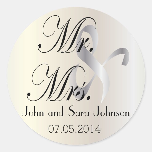 Wedding for the Mr & Mrs | Personalize Classic Round Sticker (Front)
