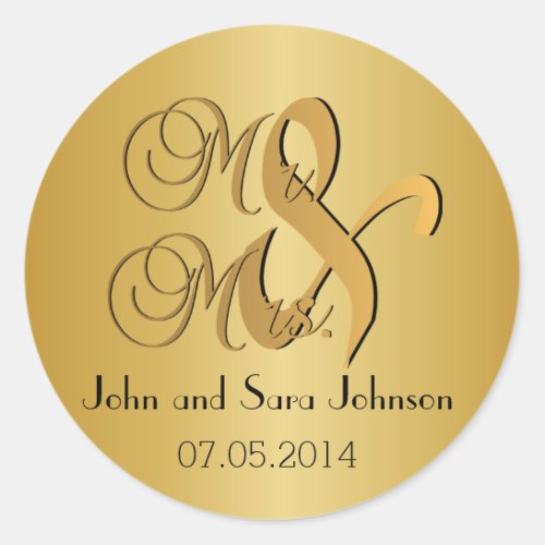 Wedding for the Mr  Mrs  Personalize Classic Round Sticker