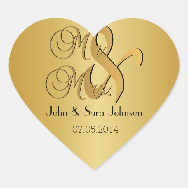 Wedding for the Mr & Mrs | Personalize Heart Sticker (Front)