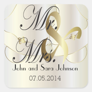 Wedding for the Mr & Mrs Personalize Square Sticker