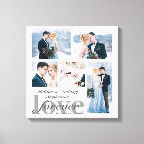 Wedding FOREVER LOVE Photo Collage Custom Color Canvas Print