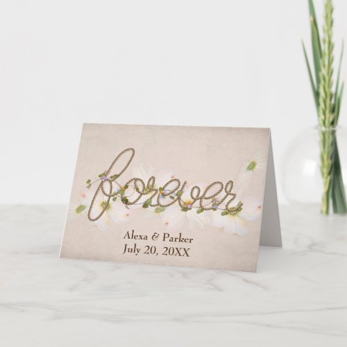 Wedding Forever Rope Text and Flowers Card
