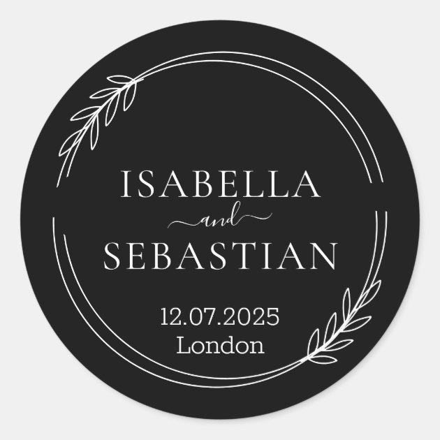 Wedding Formal Black Color Classic Round Sticker